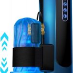 高速ピストン×10段振動！自動伸縮電動オナホール｜7cmストローク＆30種快感モード搭載・USB充電・O頭対応カップ・ホール交換対応｜強力固定バンド付き男性用電動マシン 165